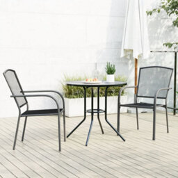 Berkfield Stackable Garden Chair Set 3 Pcs Anthracite Powder-Coated Steel - thumbnail 1