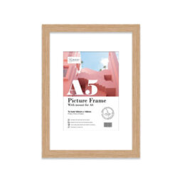 A5 Oak Picture Frame With Mount For A6 (10.5 X 14.8Cm - 4.1 X 5.8In) Poster, Photo, Artwork, Or Print. - thumbnail 1