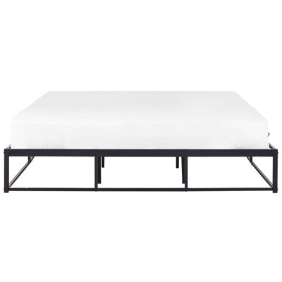 Wyld And Coco Evermore Metal Bed Frame Black Eu Super King 6Ft - Inbuilt Solid Wood Slats, Modern Industrial - image 1