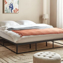 Wyld And Coco Evermore Metal Bed Frame Black Eu Super King 6Ft - Inbuilt Solid Wood Slats, Modern Industrial - thumbnail 2