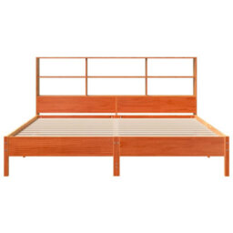 Berkfield Bookcase Bed Without Mattress Wax Brown 200X200Cm Solid Wood Pine - thumbnail 4
