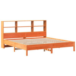 Berkfield Bookcase Bed Without Mattress Wax Brown 200X200Cm Solid Wood Pine - thumbnail 3