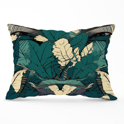 Warren Reed Designer Green Beige Tropical Leaves Cushions 33Cm X 48Cm