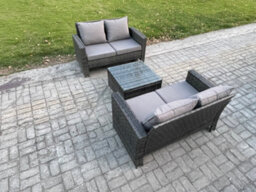 Fimous Rattan Garden Furniture Set 3 Piece Patio Rattan Furniture Sofa Weaving Wicker Includes 2 Double Seat Sofa And Coffee Table - thumbnail 1