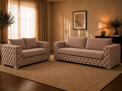 Ashton Chesterfield Sofa Taupe 3 Plus 2 Set