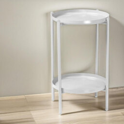 Pirlo Plush 2 Tier Round Metal Coffee Table White Living Room Furniture - thumbnail 1
