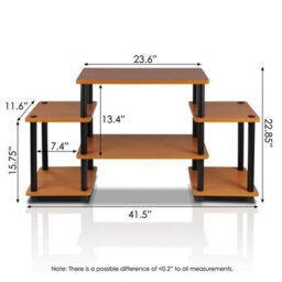 Walplus Furinno 11257Lc/bk Turn-N-Tube No Tools Entertainment Center, Light Cherry/black - thumbnail 3