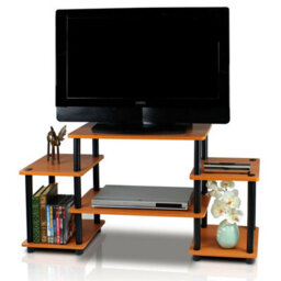 Walplus Furinno 11257Lc/bk Turn-N-Tube No Tools Entertainment Center, Light Cherry/black - thumbnail 1