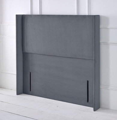 "Adore Designs Victoria Winged Plush Velvet 4Ft6 Double 50"" Floor Standing Headboard - Grey"