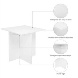 White  Wooden Dining Table & Chairs Set Space Saving - thumbnail 5