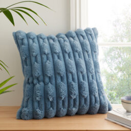 Bianca So Soft Carved Faux Fur 50X50Cm Cushion Blue - thumbnail 1