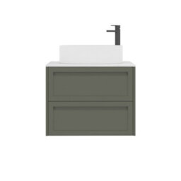 Royal Bathrooms Royal Bathroom Elmore 700mm Matt Green Wall Mounted Countertop Bathroom Vanity Unit 2 Drawer With Peak Basin - thumbnail 7