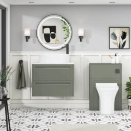 Royal Bathrooms Royal Bathroom Elmore 700mm Matt Green Wall Mounted Countertop Bathroom Vanity Unit 2 Drawer With Peak Basin - thumbnail 5