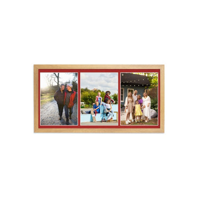 AK Frames 16X8 Navy Blue Sleek Multi Photo Frame With Crimson Mount - Holds 3 Apertures (3X) 7X5 Photos - image 1