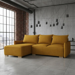 Focus L Universal Side Corner Sofa Bed With Storage Hdf And Chipboard Frame 240X155X87 Cm Fabric Mustard - thumbnail 1