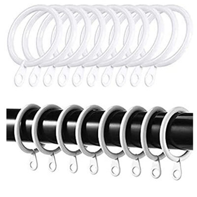 Homeelabador 45mm Extra Large White Colour Pole Curtain Rings With Eyelet - Pack Of 24 - image 1