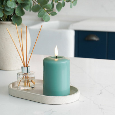 Festive Lights Ember™ Battery Signature Sage Green Candle, 10Cm - image 1