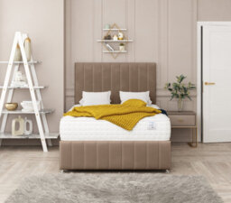 "Bed Choices Moscow Bed Set No Drawer With Mattress & 26"" Headboard -Double (Taupe)" - thumbnail 2