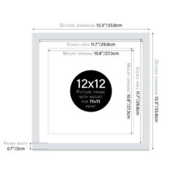 "12X12"" Light Grey Picture Frame - 12X12"" Square Frame With 11X11"" Mount For 12X12""/11X11"" Pictures Moderrn Style Thin Edge, 1 Pack" - thumbnail 2