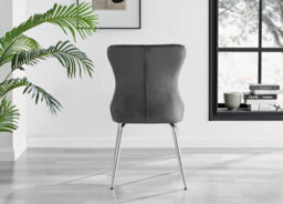 Furniturebox Uk 4 Seater Dining Set - Imperia White High Gloss Dining Table And Chairs - 4 Dark Grey Nora Silver Leg Chairs - thumbnail 7