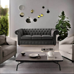 Chesterfield 3 Seater Shelly Havannah Leather Sofa Bespoke In Classic Style - thumbnail 2