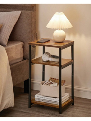 Vasagle End Table With 3 Tiers, Bedside Table, Nightstand For Living Room, Bedroom, Office, Rustic Brown - image 1