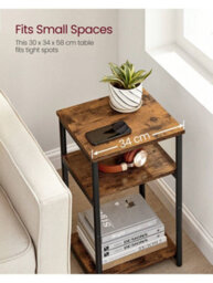 Vasagle End Table With 3 Tiers, Bedside Table, Nightstand For Living Room, Bedroom, Office, Rustic Brown - thumbnail 6