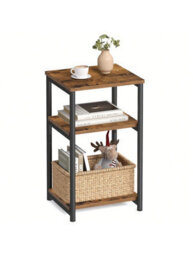 Vasagle End Table With 3 Tiers, Bedside Table, Nightstand For Living Room, Bedroom, Office, Rustic Brown - thumbnail 9