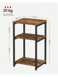 Vasagle End Table With 3 Tiers, Bedside Table, Nightstand For Living Room, Bedroom, Office, Rustic Brown - thumbnail 5