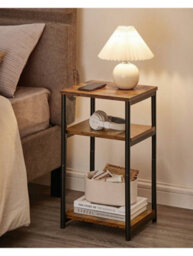 Vasagle End Table With 3 Tiers, Bedside Table, Nightstand For Living Room, Bedroom, Office, Rustic Brown - thumbnail 1