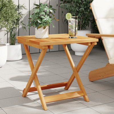 Walplus Outdoor Folding Garden Table - 50X50X50 Cm Solid Acacia Wood, Natural Colour - Perfect For Patio, Family & Friends Gatherings - image 1