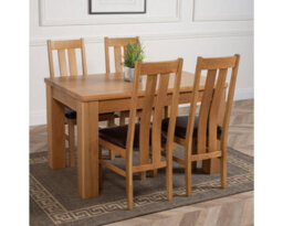 That's Furniture Dakota 127 X 82 Cm Chunky Oak Small Dining Table And 4 Chairs Dining Set With Princeton Chairs - thumbnail 3