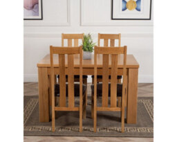 That's Furniture Dakota 127 X 82 Cm Chunky Oak Small Dining Table And 4 Chairs Dining Set With Princeton Chairs - thumbnail 2