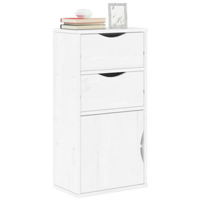 Berkfield Side Cabinet With Drawers Odda White 40X24X79 Cm Solid Wood Pine - image 1