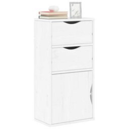 Berkfield Side Cabinet With Drawers Odda White 40X24X79 Cm Solid Wood Pine