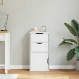 Berkfield Side Cabinet With Drawers Odda White 40X24X79 Cm Solid Wood Pine - thumbnail 3