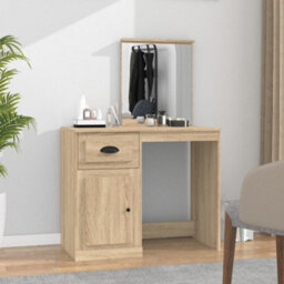 Berkfield Dressing Table With Mirror Sonoma Oak 90X50X132.5 Cm Engineered Wood - thumbnail 1