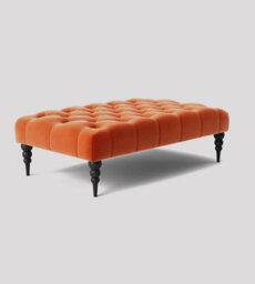 Alyana 150Cm Rectangle Ottoman Bench With Wooden Legs- Burnt Orange Plush Velvet Chesterfield Upholstered Footstool