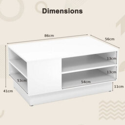 86Cm Long Rectangle Center Table Accent Table For Living Room White - thumbnail 2