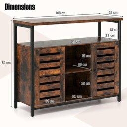 Costway Kitchen Buffet Cabinet Industrial Sideboard W/ Slatted Door & 3 Adjustable Shelves - thumbnail 3