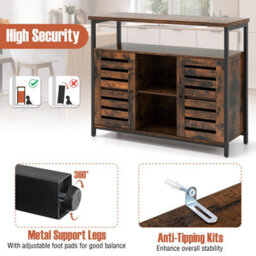 Costway Kitchen Buffet Cabinet Industrial Sideboard W/ Slatted Door & 3 Adjustable Shelves - thumbnail 7