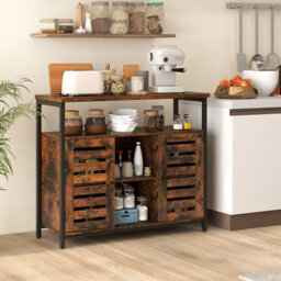 Costway Kitchen Buffet Cabinet Industrial Sideboard W/ Slatted Door & 3 Adjustable Shelves - thumbnail 1