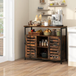 Costway Kitchen Buffet Cabinet Industrial Sideboard W/ Slatted Door & 3 Adjustable Shelves - thumbnail 4
