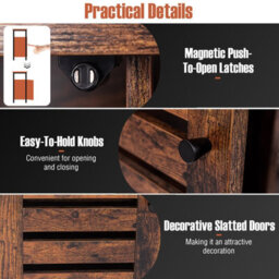 Costway Kitchen Buffet Cabinet Industrial Sideboard W/ Slatted Door & 3 Adjustable Shelves - thumbnail 8