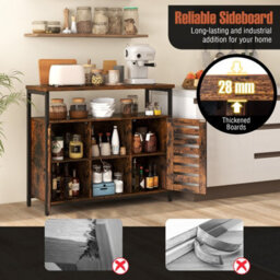 Costway Kitchen Buffet Cabinet Industrial Sideboard W/ Slatted Door & 3 Adjustable Shelves - thumbnail 9