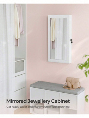 Songmics  Wall-Mounted Jewellery Cabinet, Mirror With Storage, Lockable Mirrored Cabinet, Jewellery Organiser With Mirror - image 1