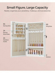 Songmics  Wall-Mounted Jewellery Cabinet, Mirror With Storage, Lockable Mirrored Cabinet, Jewellery Organiser With Mirror - thumbnail 3