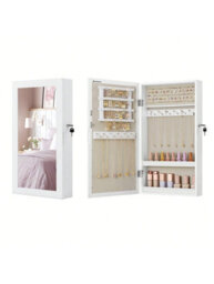 Songmics  Wall-Mounted Jewellery Cabinet, Mirror With Storage, Lockable Mirrored Cabinet, Jewellery Organiser With Mirror - thumbnail 9