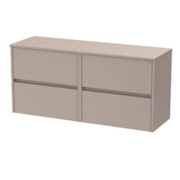 Balterley Chartley Contemporary Wall Hung 4 Drawer Vanity Unit With Laminate Worktop, 1200mm, Taupe