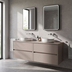 Balterley Chartley Contemporary Wall Hung 4 Drawer Vanity Unit With Laminate Worktop, 1200mm, Taupe - thumbnail 4